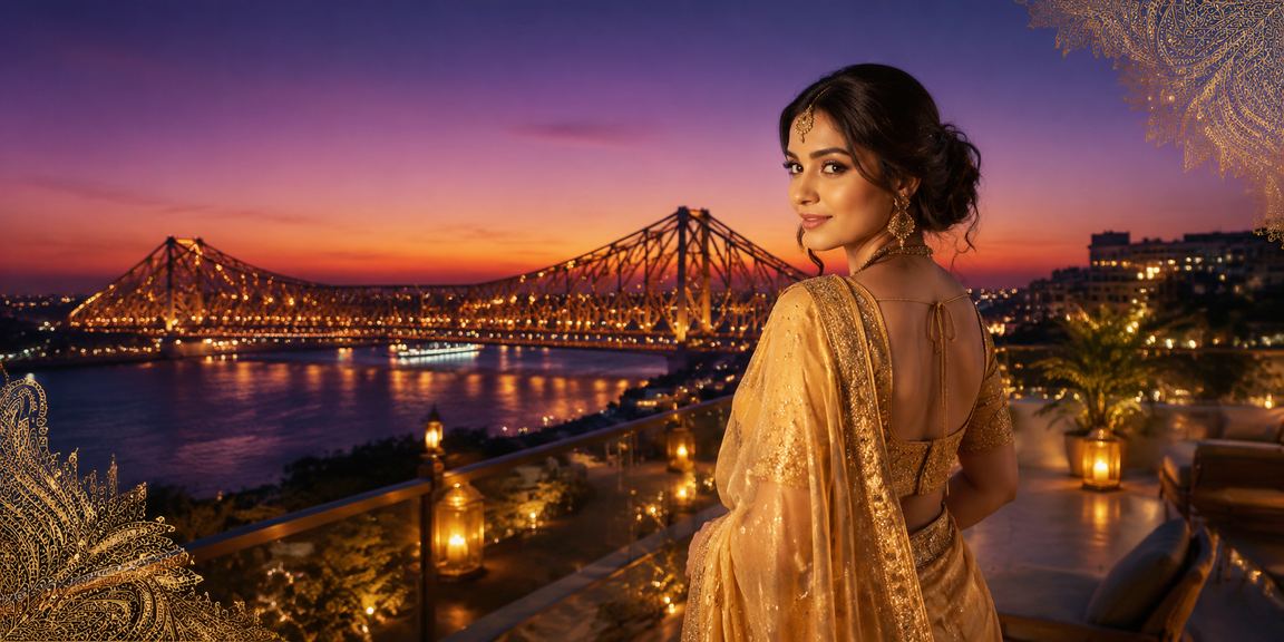 Player enjoying slots bonus in festive Kolkata setting